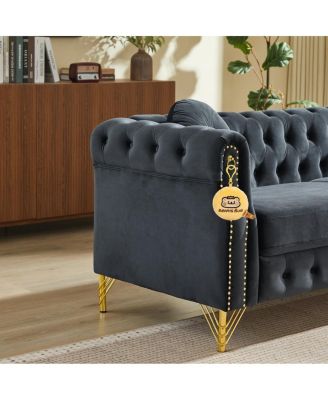 Streamdale Velvet Chesterfield sofa with copper stud detailing & tufted buttons