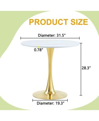 Streamdale Round Dining Table, 31.5" Tulip Bistro Table for Kitchen, Living Room, Cafe