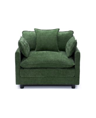 Modern Accent Chair with Ottoman, Chenille