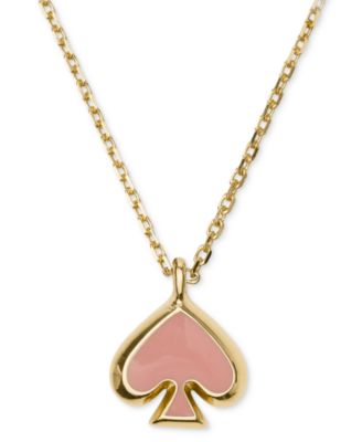 kate spade new york Gold-Tone Brass Spade Enamel Mini Pendant Necklace - Pink