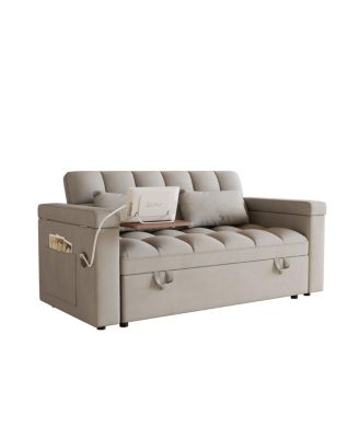 Streamdale 65-inch 3-in-1 Foldable Sofa Bed with Table, Storage Armrests & Adjustable Back