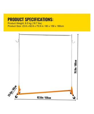 Z Rack, Adjustable Height Rolling Z Garment Rack, Sturdy Steel Z Base Clothing Rack with Lockable Casters for Home and Garment Store
