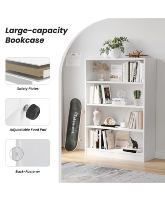 4-Tier Open Storage Shelf, Modern Wood Bookshelf, Wide Bookcase with Adjustable Shelves for Living Room, Home Office and Library