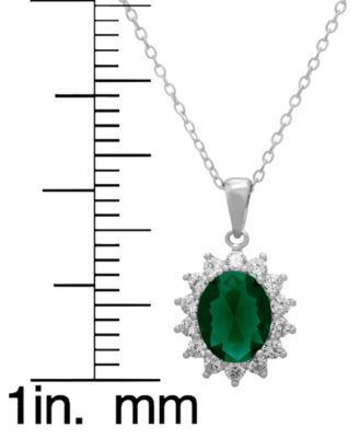 2-Pc. Lab Grown Emerald (2.04 ct. t.w.) and Lab Grown White Sapphire (2.2 ct. t.w.) Necklace and Earrings Set in Sterling Silver