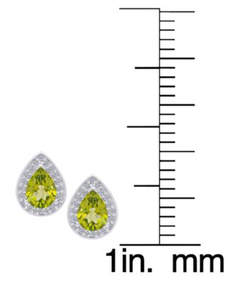 2-Pc. Genuine Peridot (1.80 ct. t.w.) and White Topaz (0.36 ct. t.w.) Pear Pendant Necklace and Stud Earrings Set in Sterling Silver
