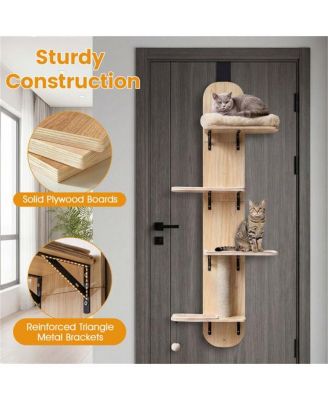 Height-Adjustable Door Cat Tree, 5-Level No-Drill Climber for Apartments