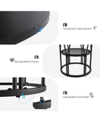 47" Round Dining Table with Storage, Sturdy Metal Frame Circle Dinner Table for Small Space, Apartment, Living Room