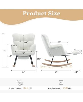  Teddy Fabric Leisure Rocking Chair with Adjustable Footstool