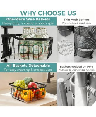 5-Tier Rotating Storage Cart for Kitchen & Pantry