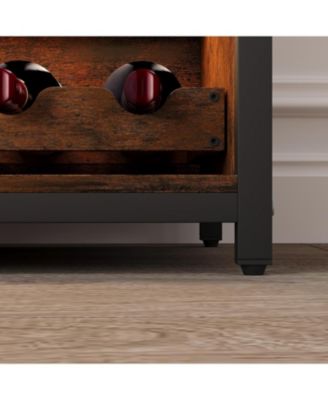 3-Tier Wine Bar Cabinet with LED Detachable Wine Rack and Storage Space Buffet Cabinet with Glass Holder and Mesh Door