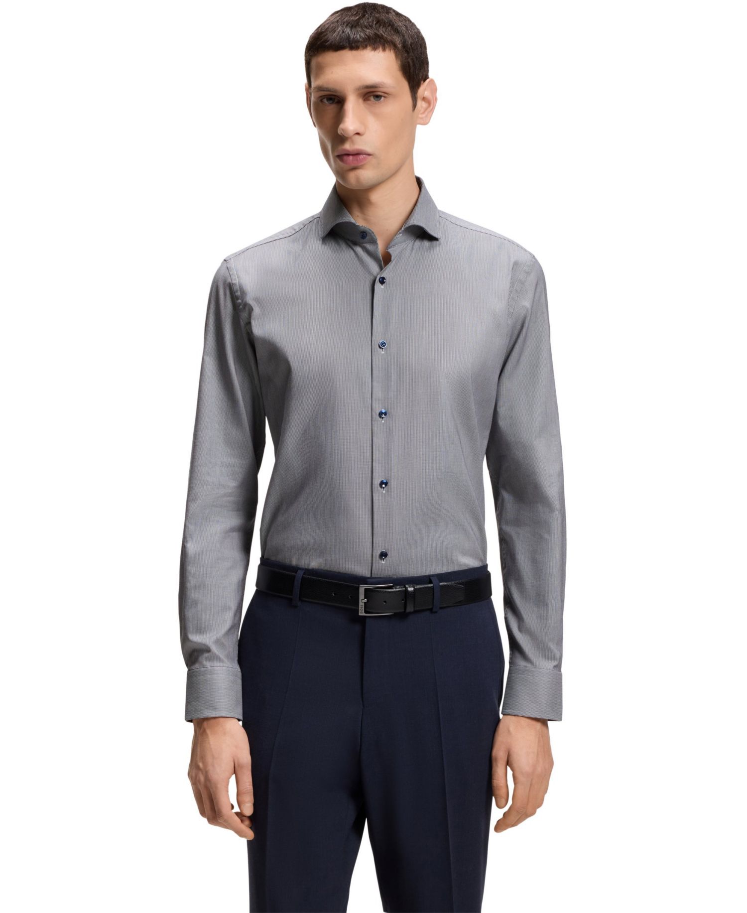 Men's Stretch Cotton Structured Slim-Fit Dress Shirt
