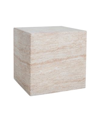 Outdoor/Indoor Square Travertine Lightweight Concrete Side Table