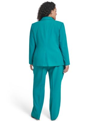 Plus Size Collarless One Button Jacket