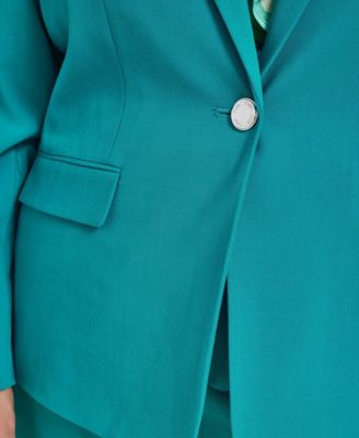 Plus Size Collarless One Button Jacket