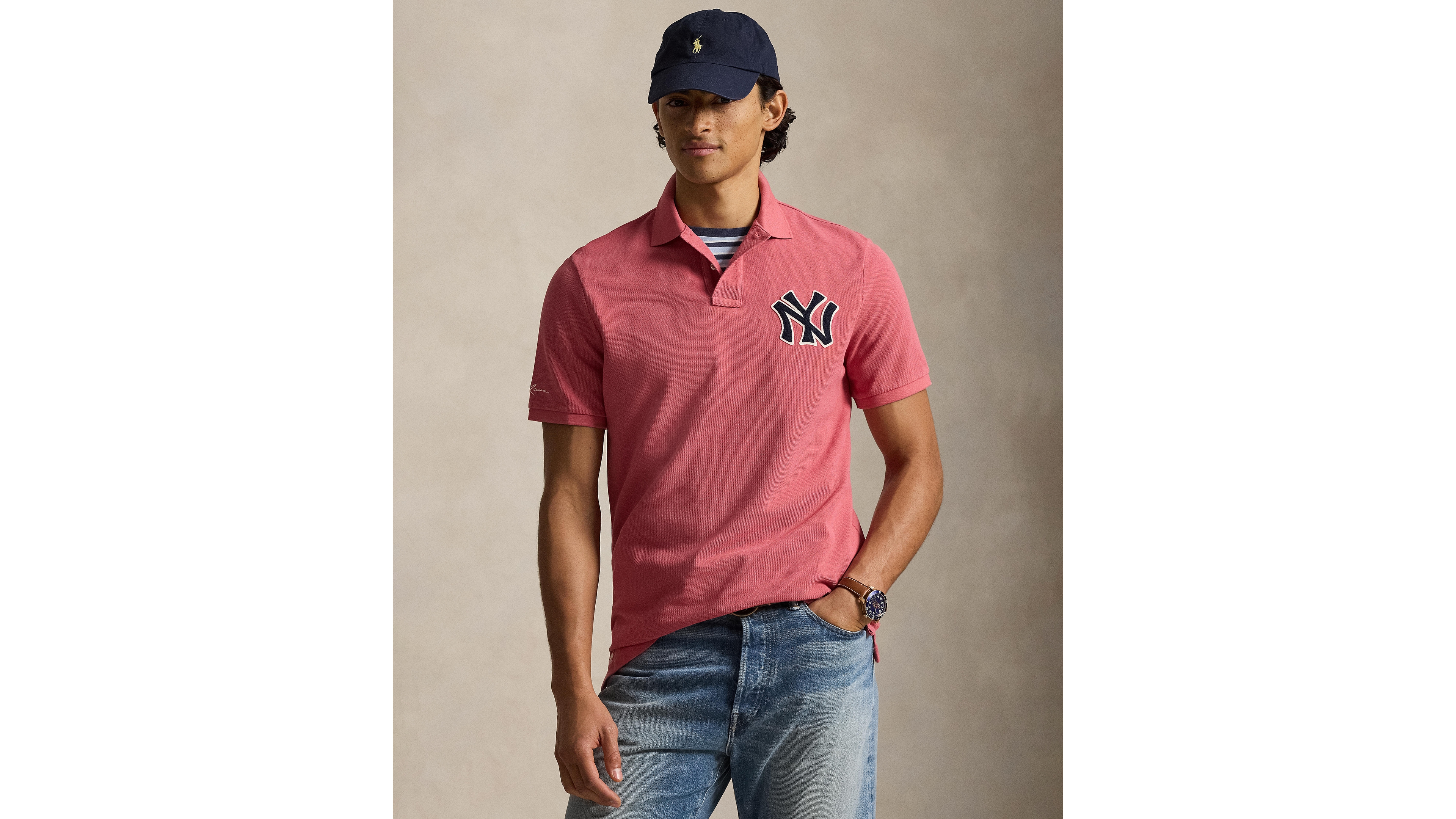 Polo Ralph Lauren Men's Yankees Logo Mesh Shirt