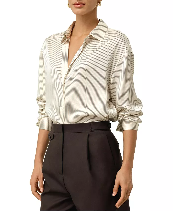 Women's Silk Charmeuse Pinstripe Shirt
