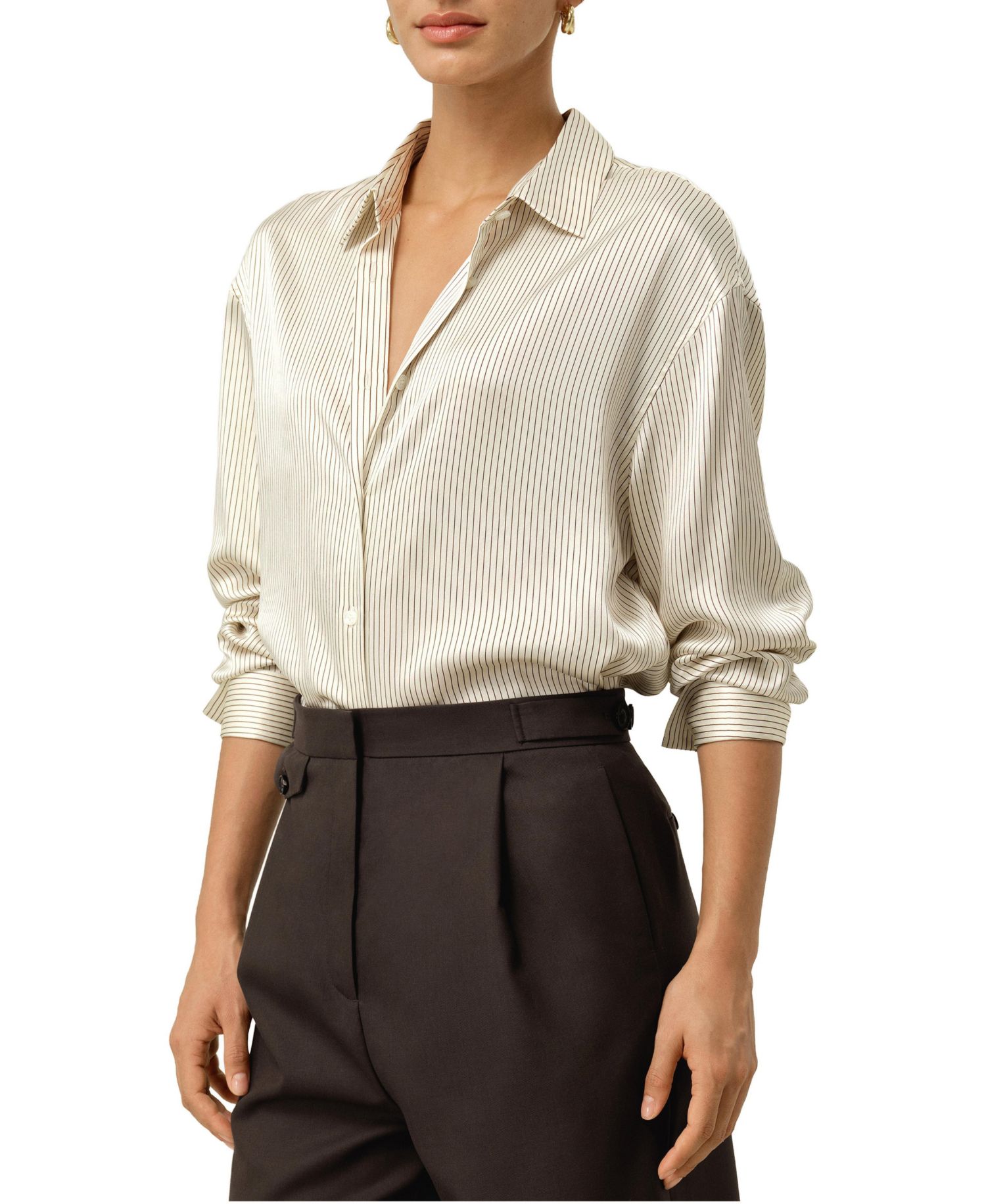 Women's Silk Charmeuse Pinstripe Shirt