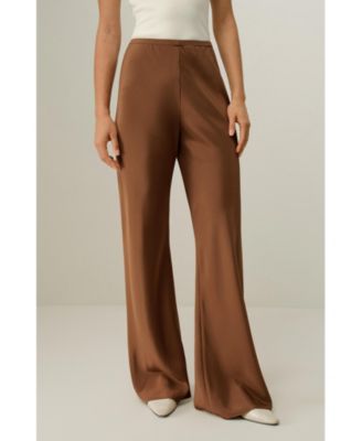 Women's Bias Cut Straight Leg Silk Pants