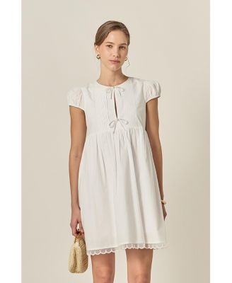 Women's Pearl Scallop Babydoll Mini Dress