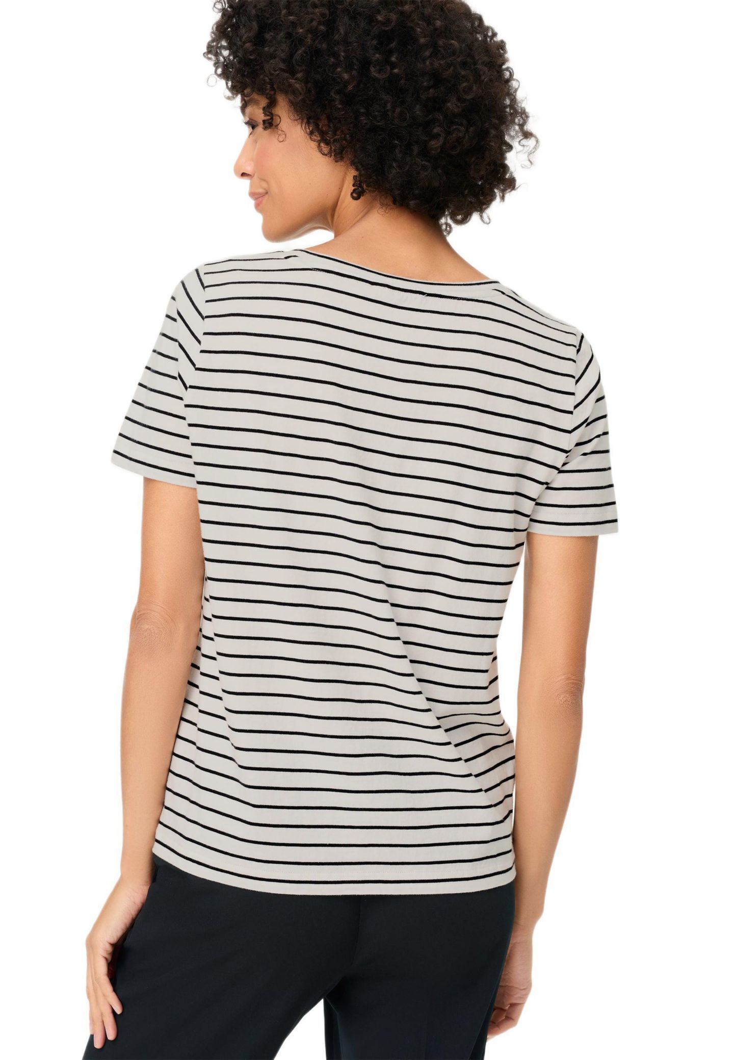 Женская футболка Olsen Embrodiered Stripe, цвет: Чёрный — фото 2