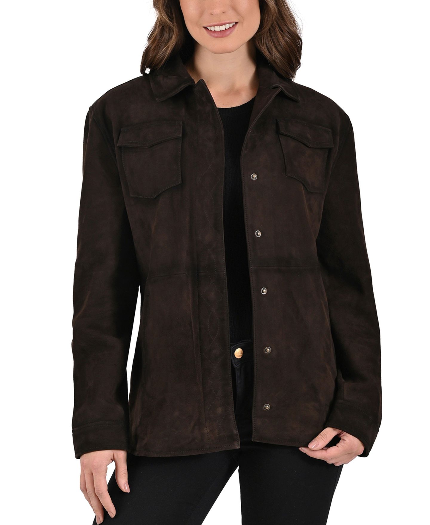 Женская куртка Frye Women s Goat Suede, цвет: Тёмный коричневый — фото 4