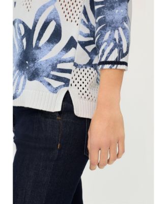 Women's Floral Ajour Knit Sweater