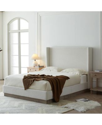 Boucle California King Wingback Platform Bed