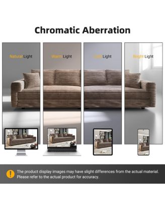 Plush Corduroy 4-Seat Sofa, Modern Comfy Upholstered Cloud Couch with Pillows & Ottomans