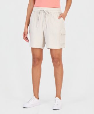 Women's Cotton Gauze Pull-On Cargo Shorts