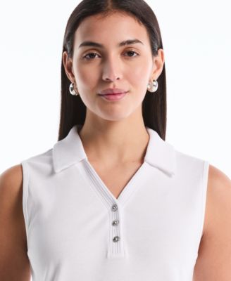 Petite Sleeveless Polo Top