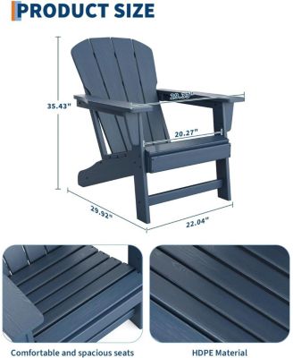 Modern HDPE Plastic Adirondack Chair Set of 4 - Oversize 380 LB Poly Lumber Weather Resistant Firepit Chair