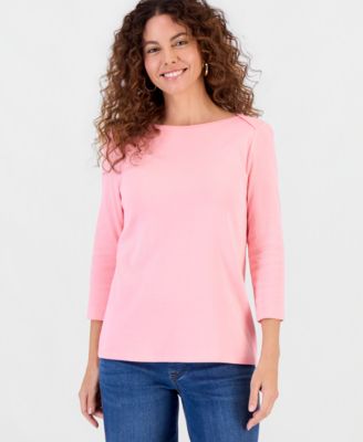 Women's Pima Cotton 3/4-Sleeve Boat-Neck Top