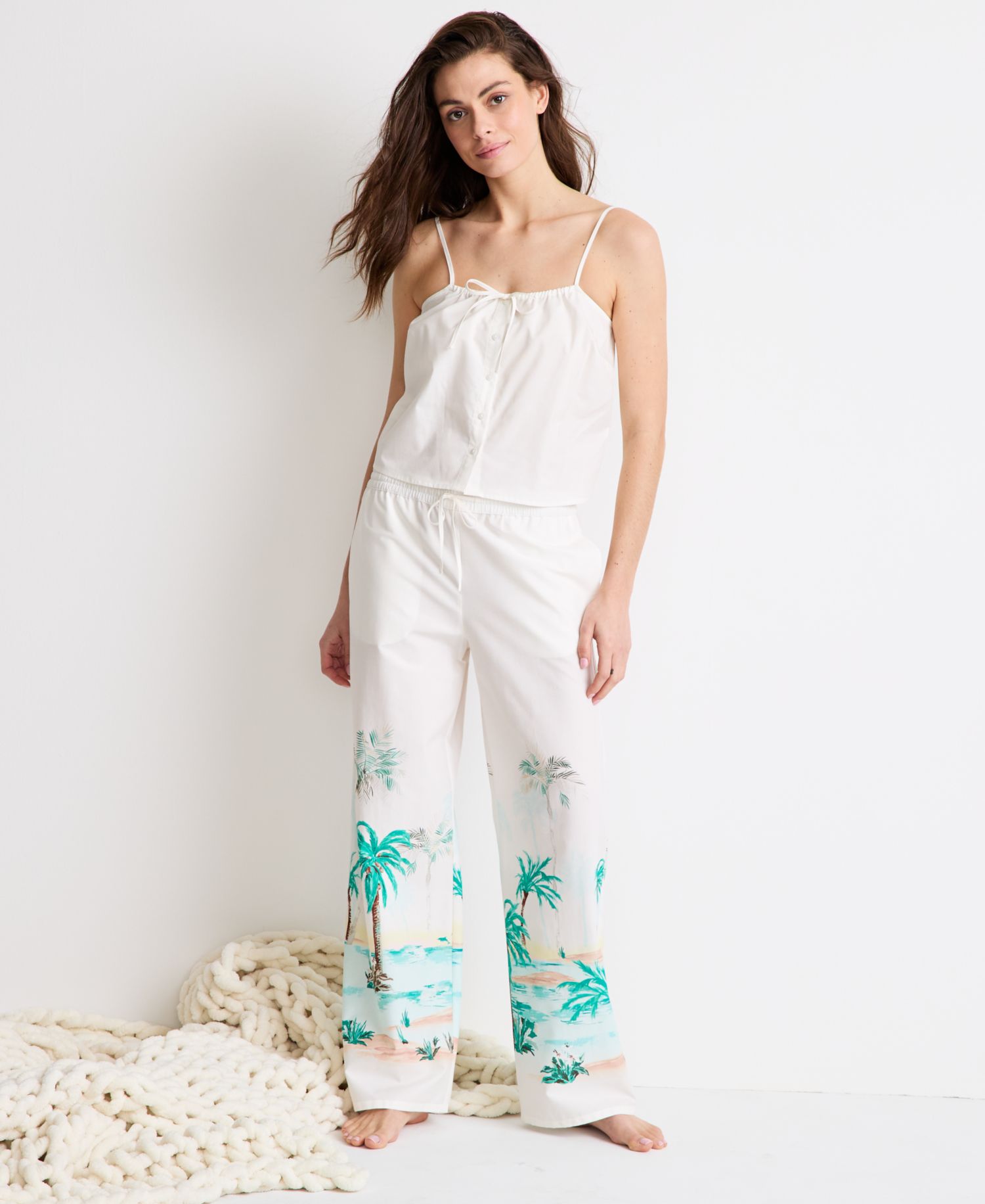 Women's Tie Front Tank & Pant Pajama Set