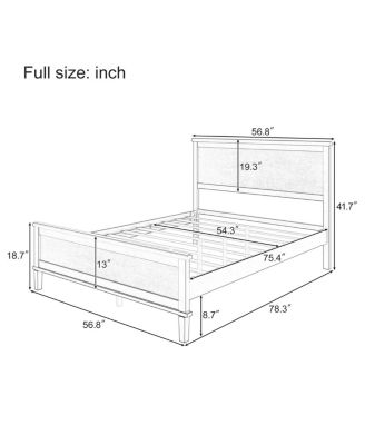 Mid-Century Wood Platform Bed with Headboard - Full Size, Seadrift