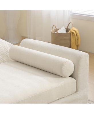 Streamdale Modern Chenille Chaise Lounge Couch with Armrests and Bolster Pillows - Beige