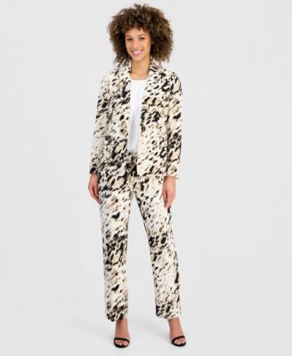 Women's Animal-Print One-Button Blazer & Straight-Leg Pants