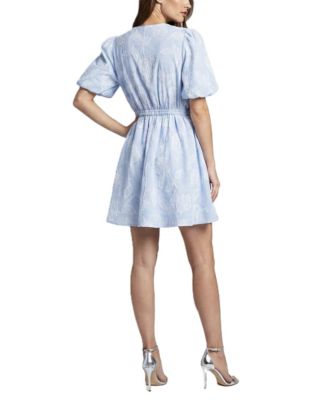 Women's Fold-Over V-Striped Floral Dress