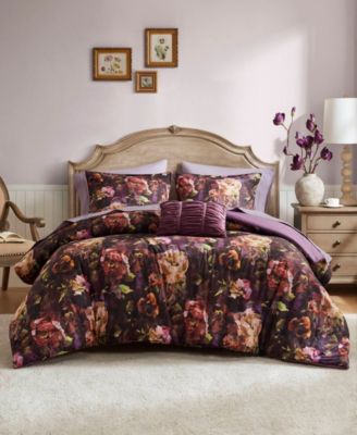 Seraphina Velvet Floral Print 4-Pc. Comforter Set, Queen