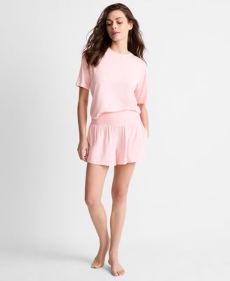 Women's Solid Short-Sleeve Picot Stitch Set