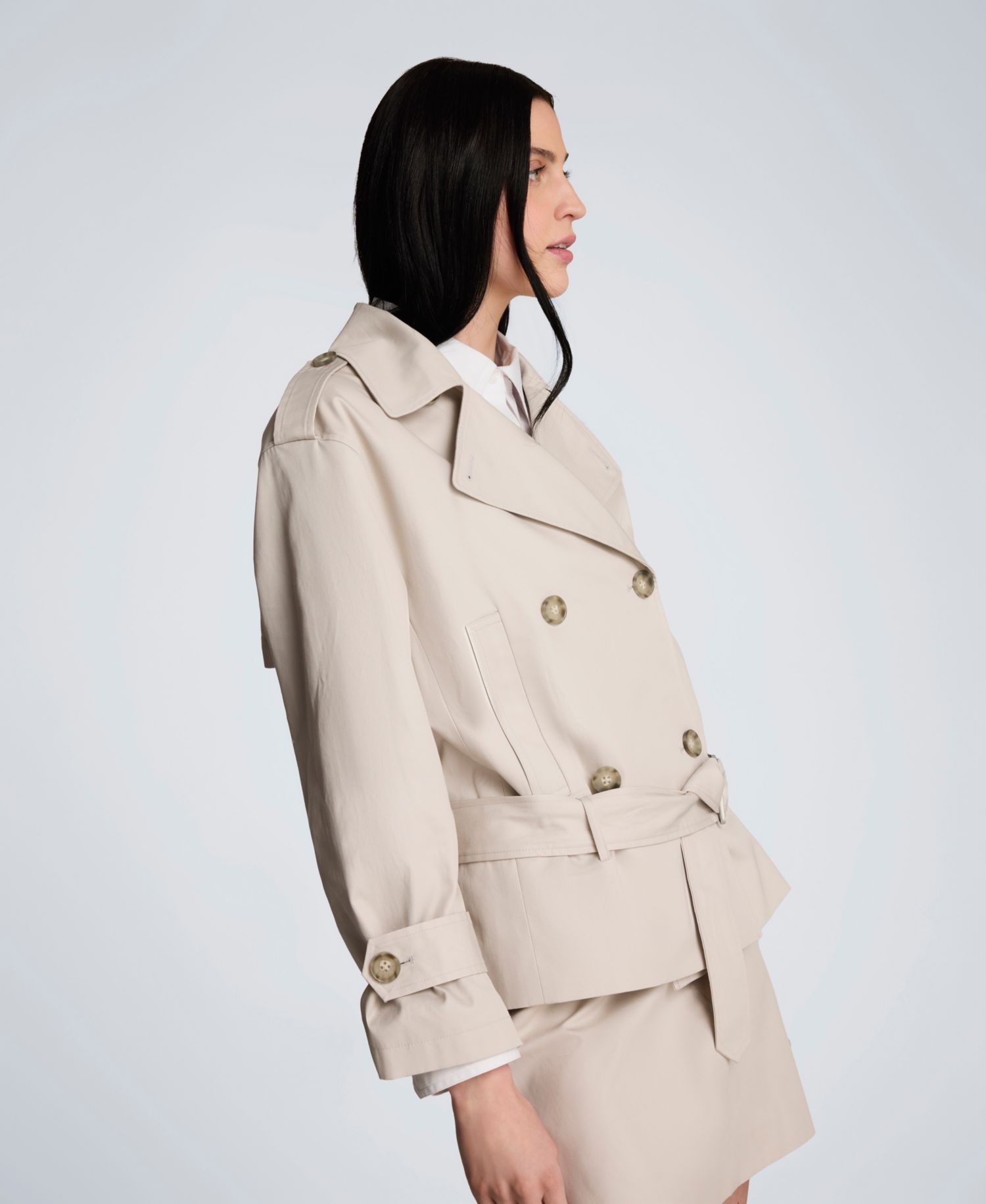 Women's Drop-Waist Belted Trench Jacket