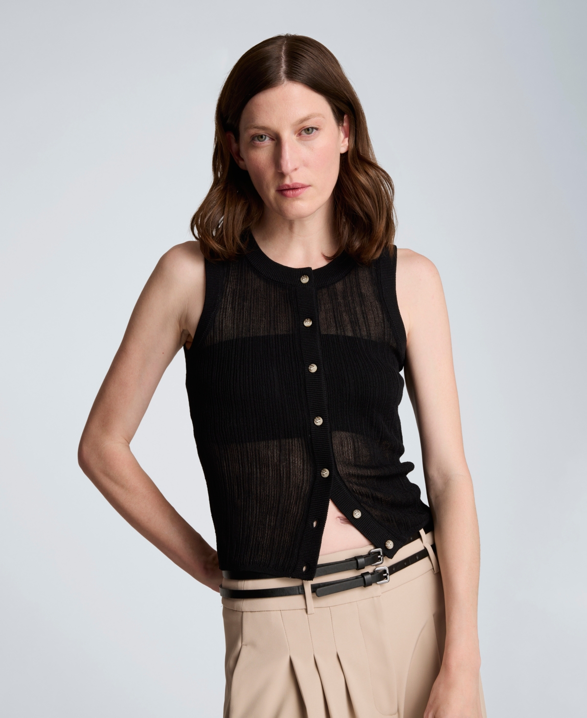 Kenneth Cole Women's Sheer Variegated Rib Vest