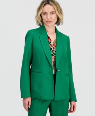 Women's Linen Notched Collar One-Button Blazer