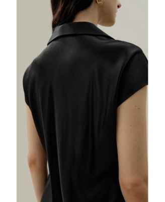Women's Bias Cut Cap-Sleeve Silk Shirt