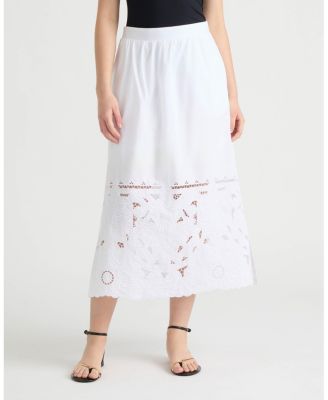 Women's Embroidered Poplin Scallop Skirt