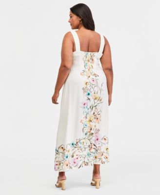 Plus Size Thick Strap Square Neck Maxi Dress