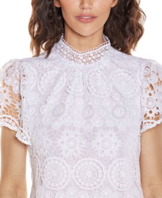 Women's Lace Front Mock Neck Top