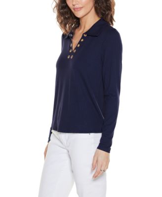 Women's Long-Sleeve Collared Neck Top