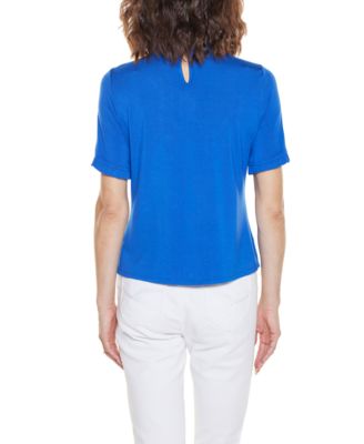 Women's Ruffle Trim Grommet Knit Top