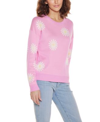 Women's Jacquard Flower Crew Neck Sweater