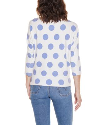 Women's Boat neck Dot Pattern Sweater